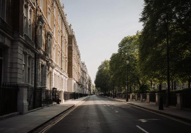 Stylized view of Birdcage Walk area near St James's Park, London